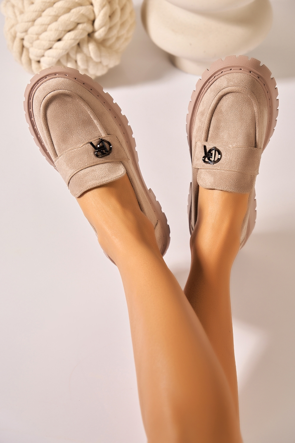 Loafers Dama Piele Ecologica Intoarsa Kaki Yalda