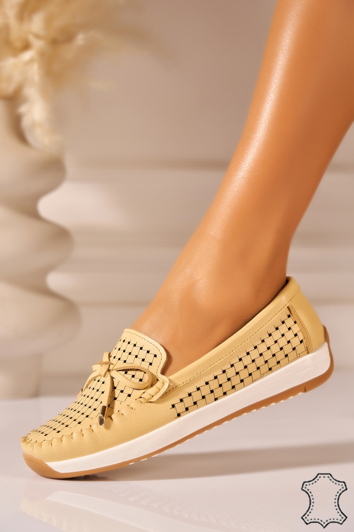 Mocasini dama Piele Naturala Galbeni Jessy