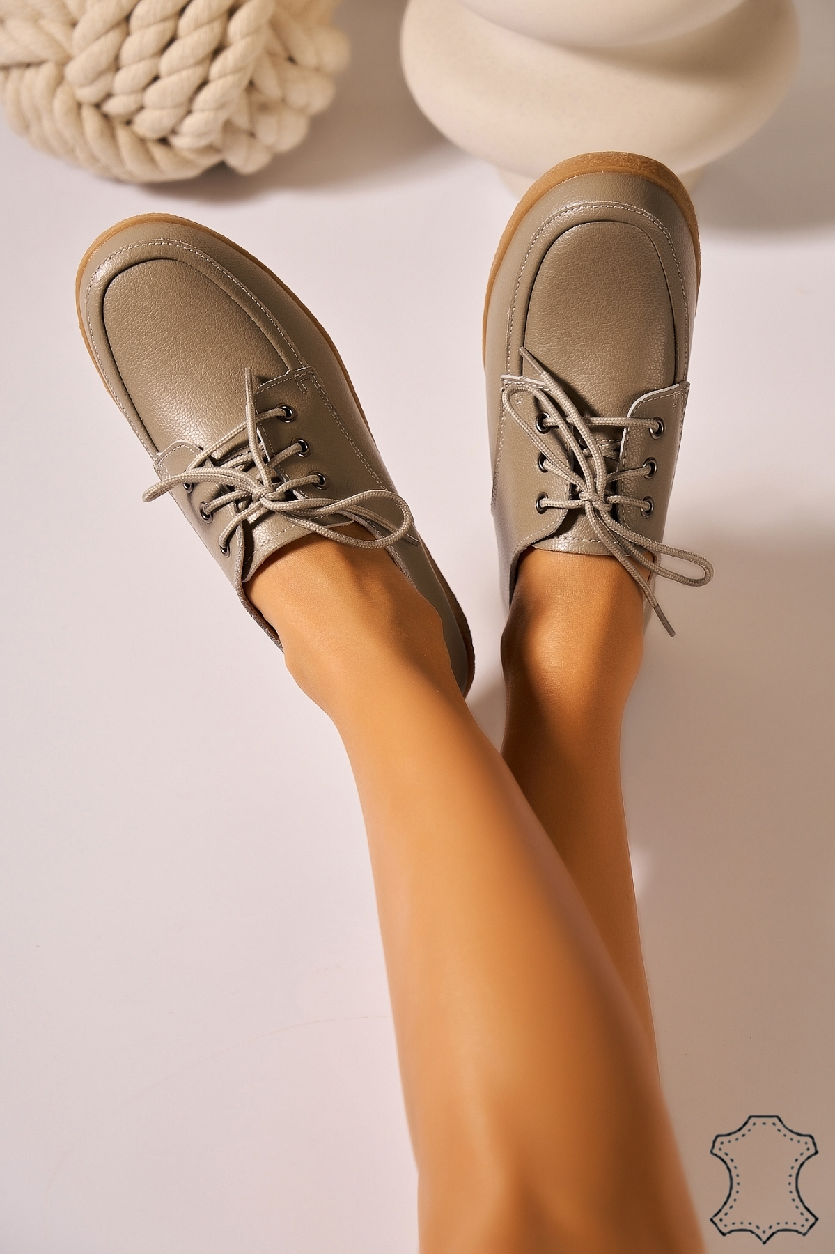 Mocasini dama Piele Naturala Gri Adelyn - 2 | YEO