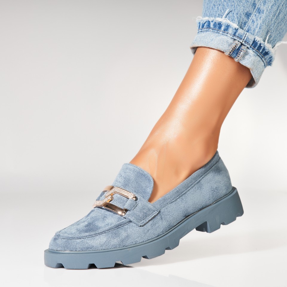 Pantofi dama casual Albastri din Piele Ecologica Intoarsa Yumi A7263
