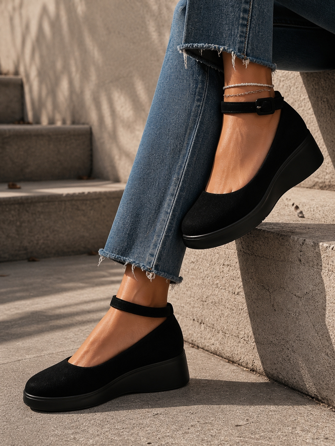 Pantofi dama casual Negri din Piele Ecologica Intoarsa Tamara2