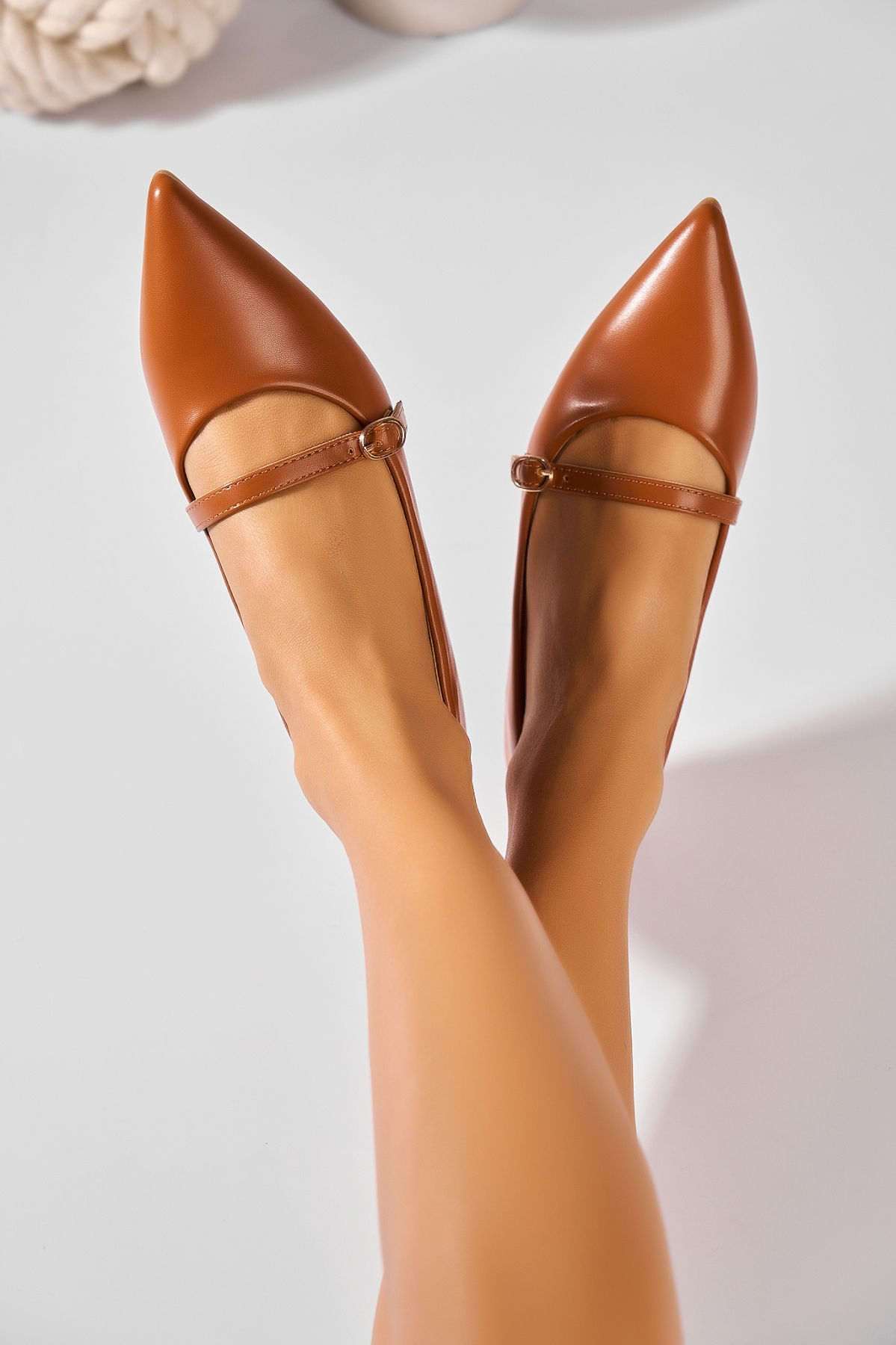 Balerini damă Piele Ecologica Camel Gelina - 2 | YEO