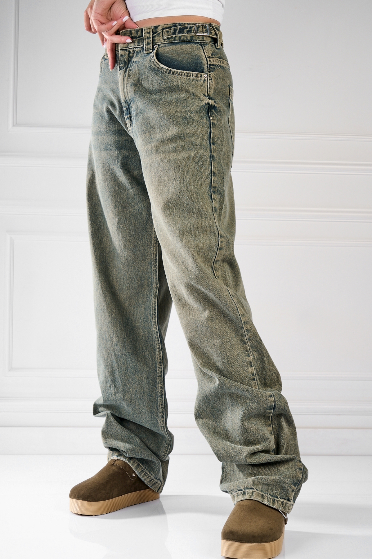 Blugi Damă Oversize Verzi Nafira - 1 | YEO