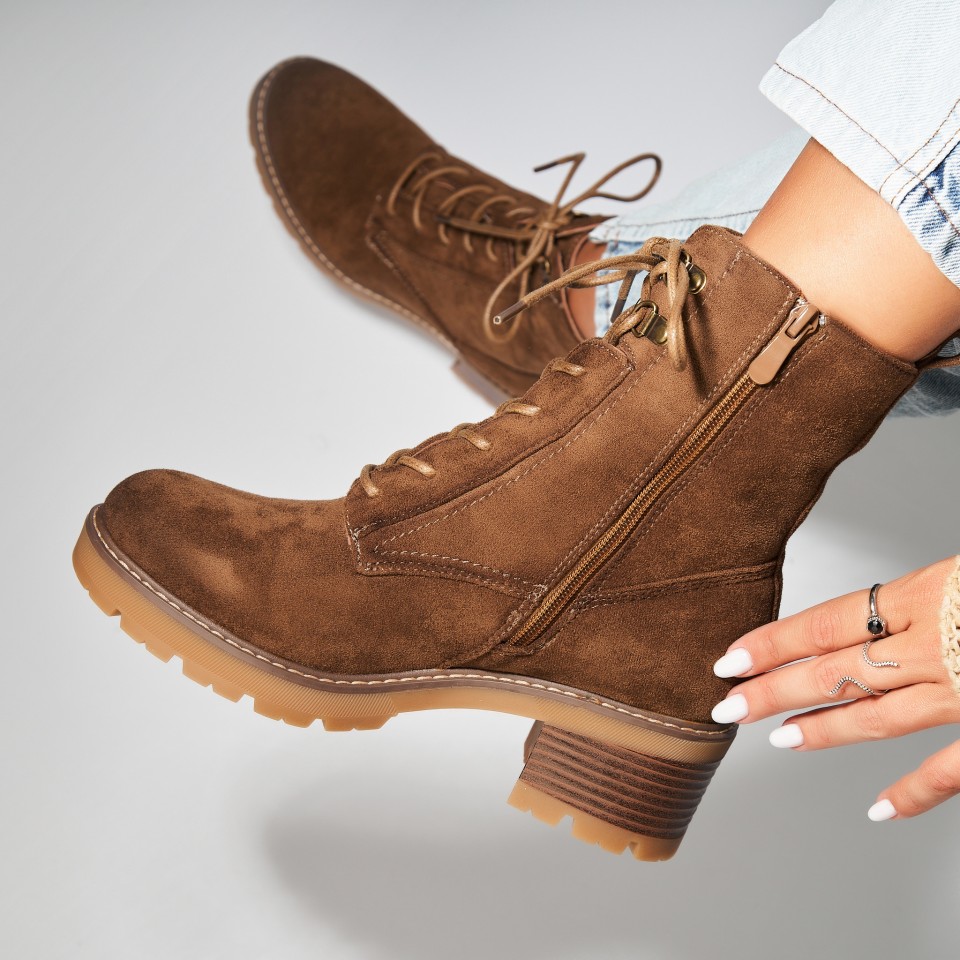 Botine dama Imblanite Maro din Piele Ecologica Intoarsa Kudra A7246