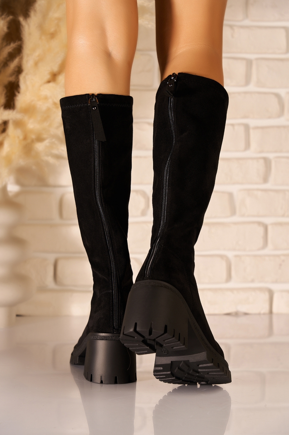 Cizme Dama Imblanite Negre din Piele Ecologica Intoarsa Corryn2