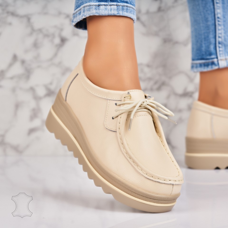 Mocasini dama Piele Naturala Bej Nayrus A4519