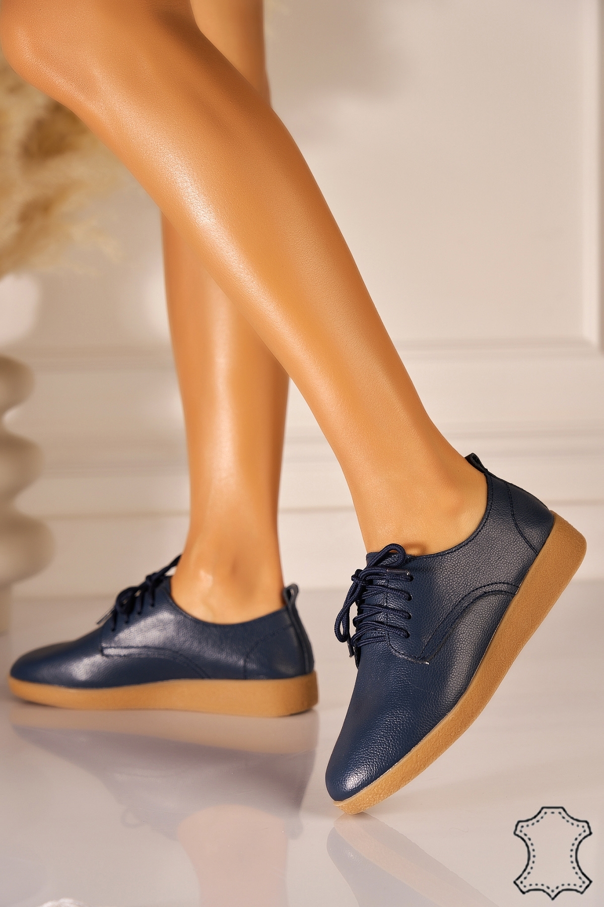 Mocasini dama Piele Naturala Bleumarin Delia - 2 | YEO