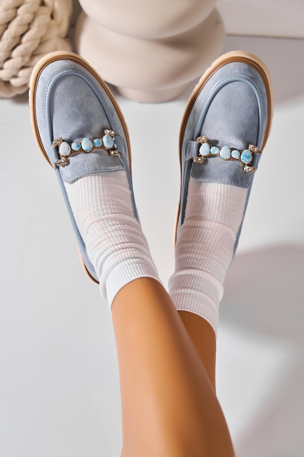 Pantofi dama casual Albastri din Piele Ecologica Natalea - 2 | YEO