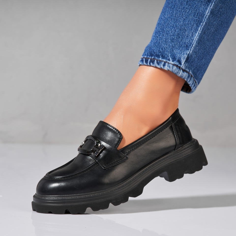 Pantofi dama casual Negri din Piele Ecologica Isley