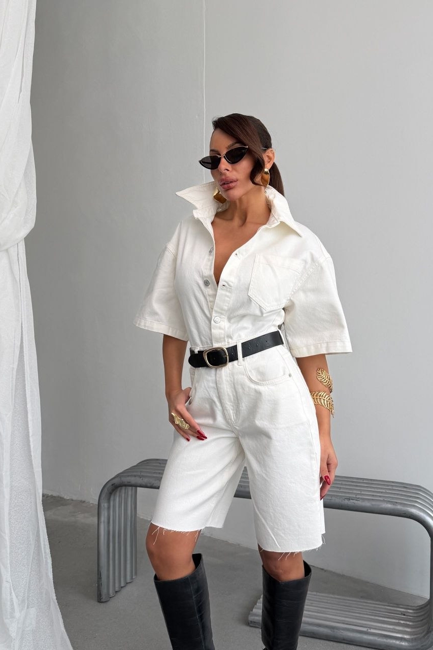 Salopete Denim Alb Antys