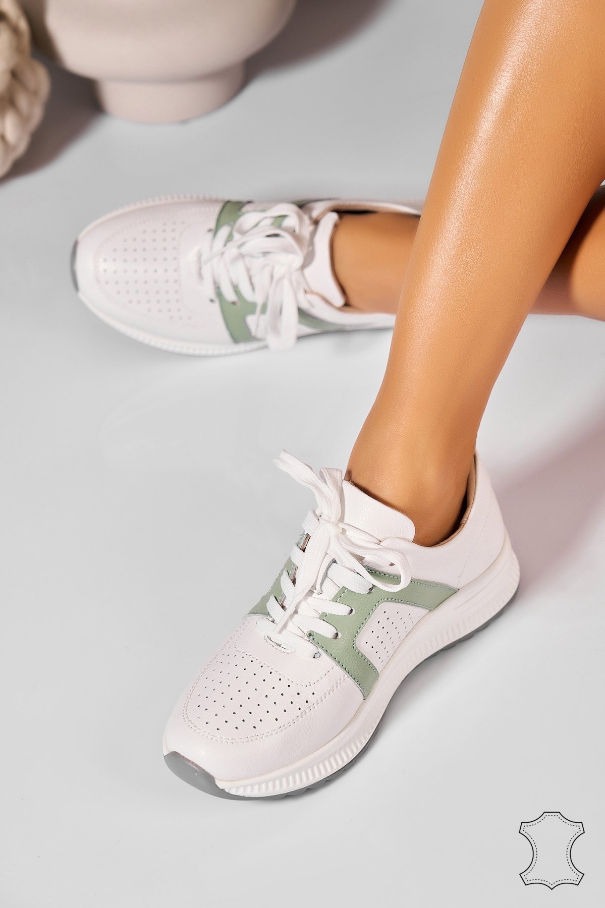 Adidasi Piele Naturala Verzi Isabeau - 1 | YEO