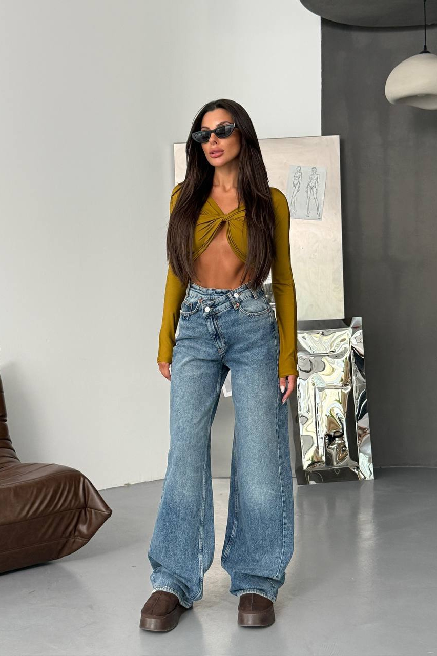 Blugi Damă Oversize Albastri Chizite - 4 | YEO