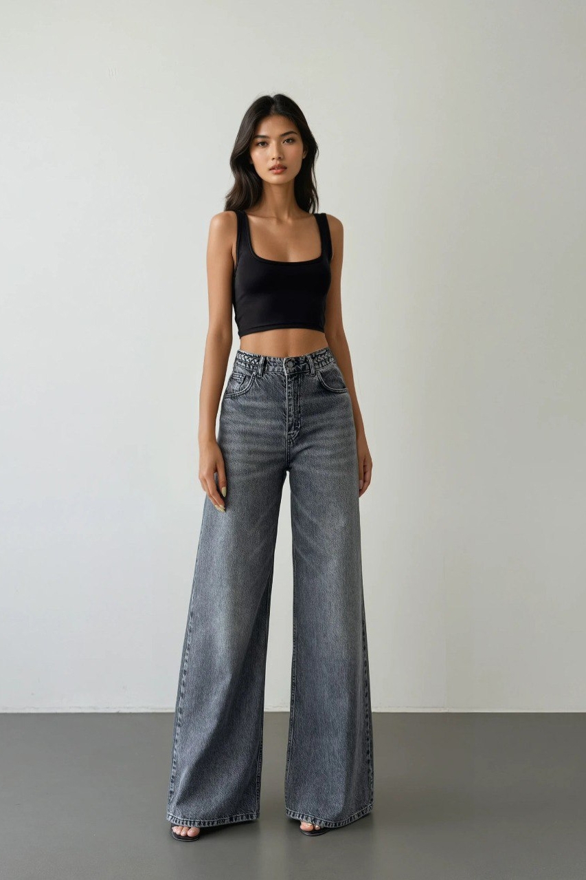 Blugi Damă Oversize Gri Iqlas - 2 | YEO