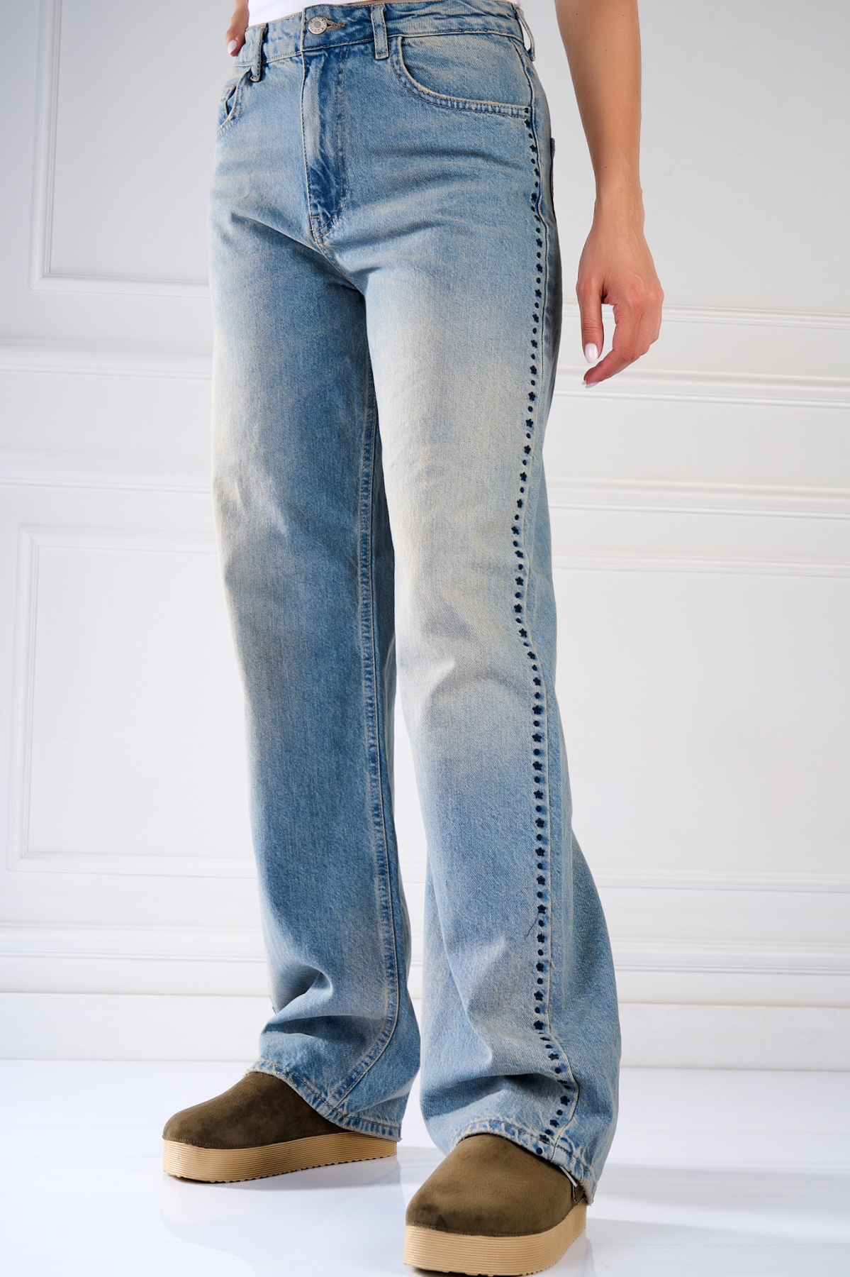 Blugi Regular Fit Albastri Lerusha - 3 | YEO
