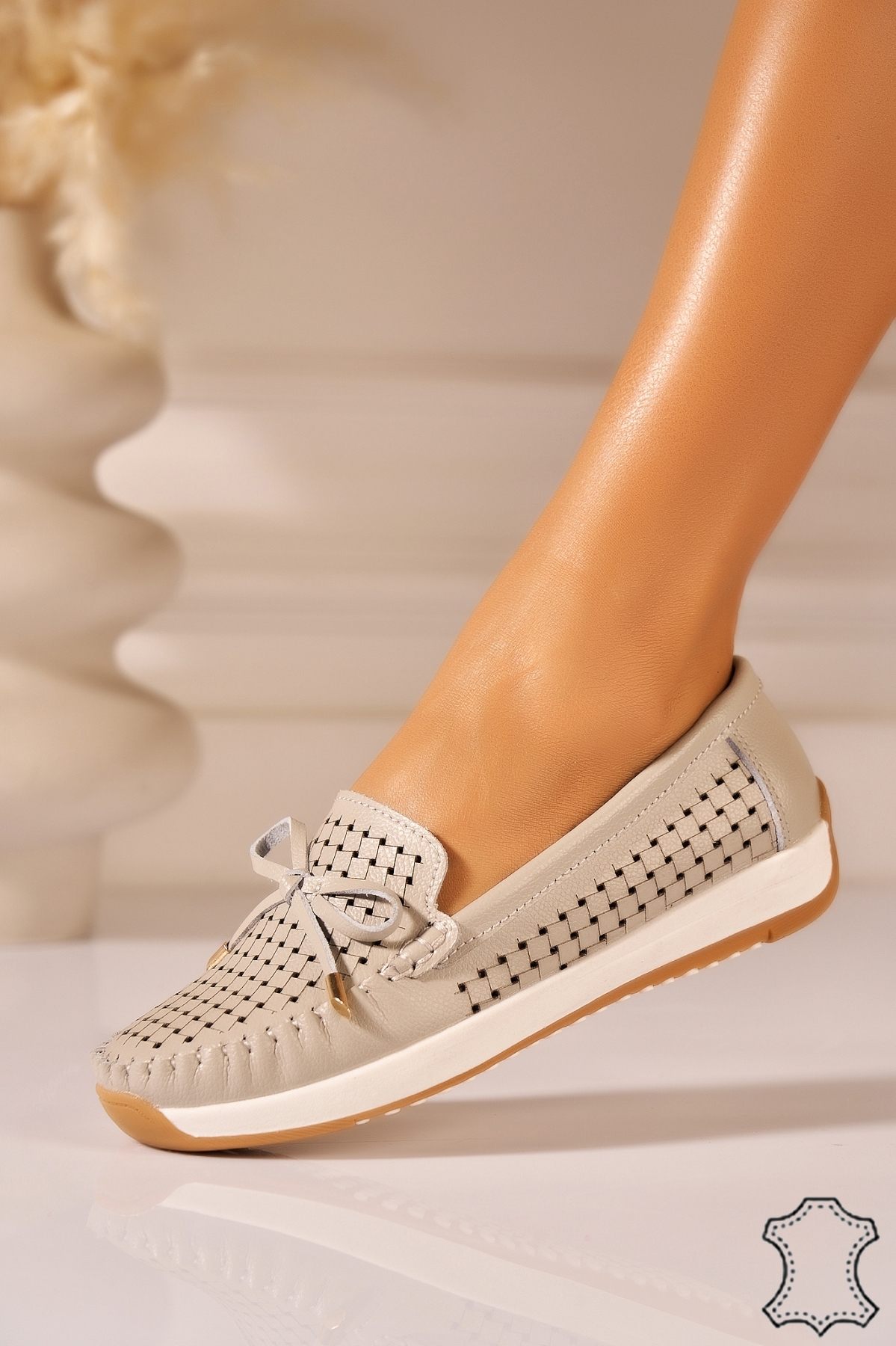 Mocasini dama Piele Naturala Gri Jessy