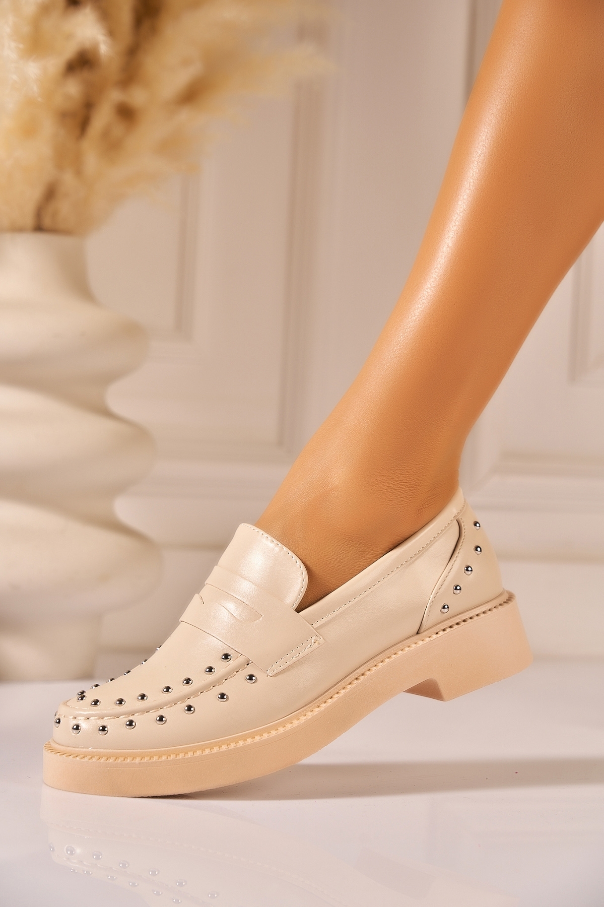 Pantofi dama casual Bej din Piele Ecologica Akeria