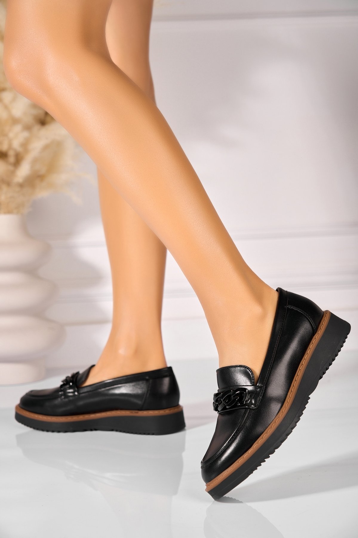 Pantofi dama casual Negri din Piele Ecologica Sherin