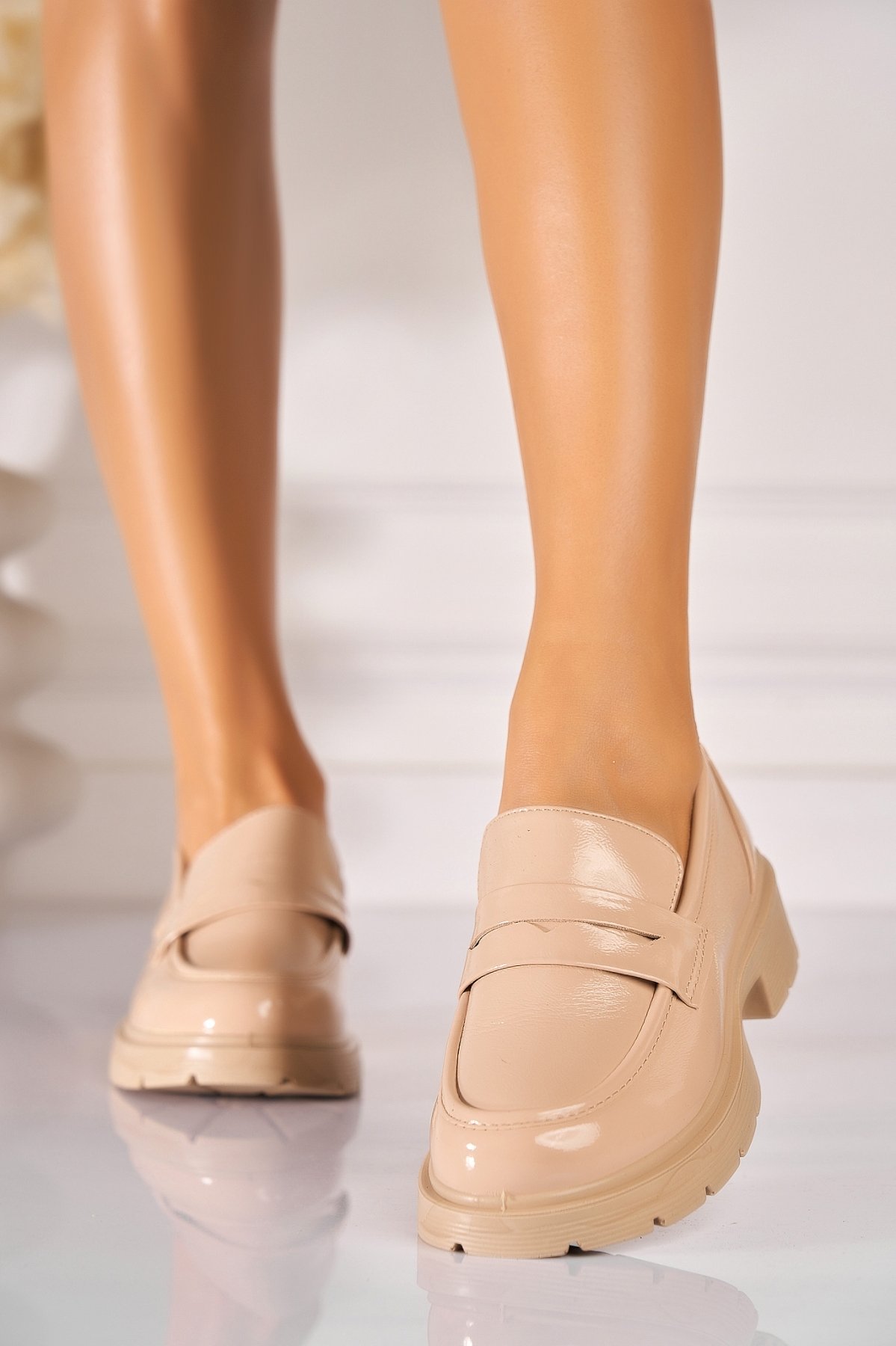 Pantofi dama casual Nude din Piele Ecologica Lacuita Seena3