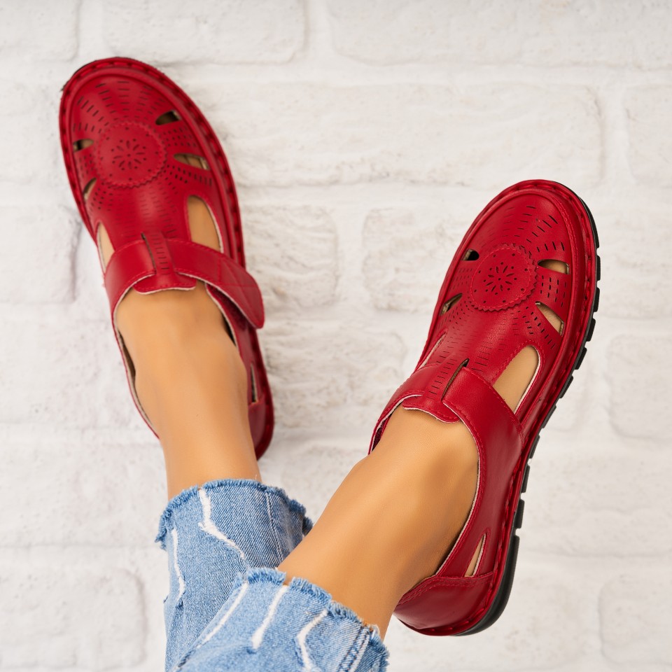 Pantofi dama casual Rosii din Piele Ecologica Nalyn A5275