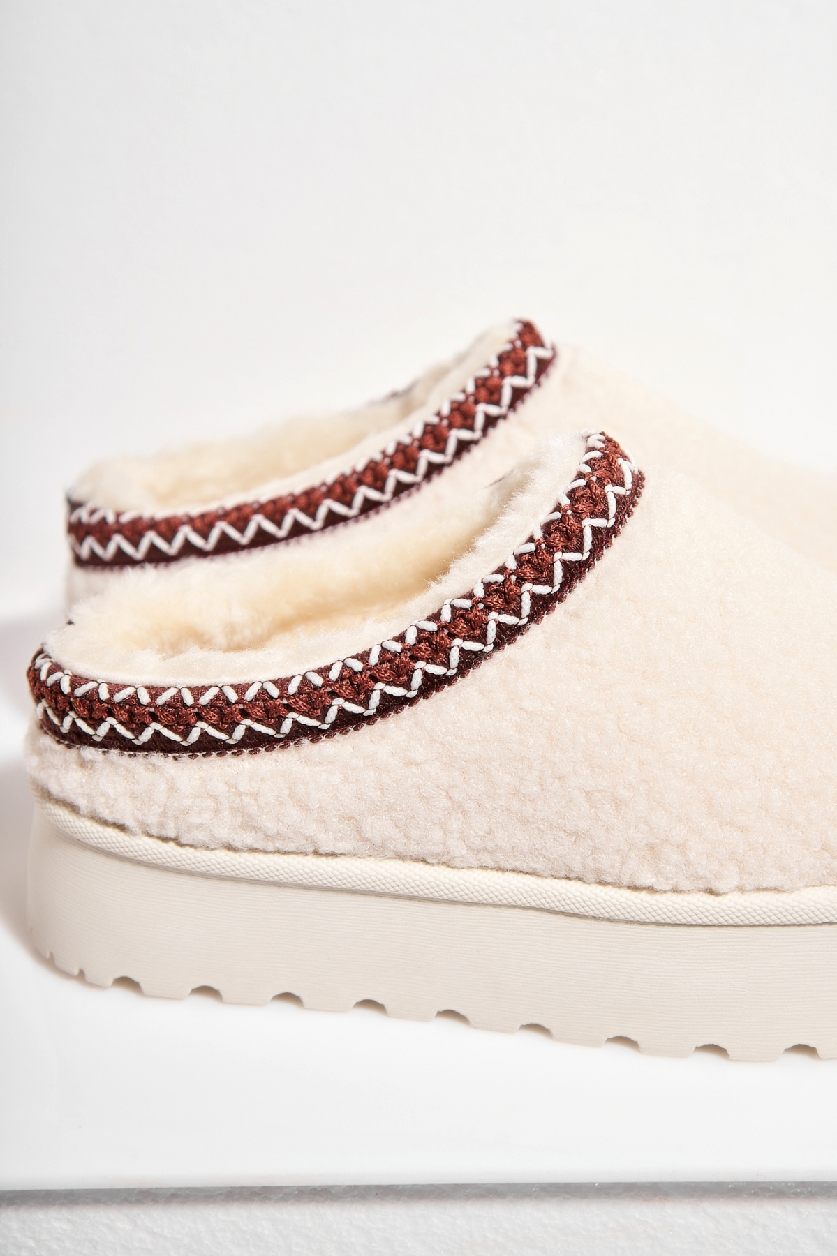 Papuci Îmblăniți Textil Bej Tenara - 3 | YEO