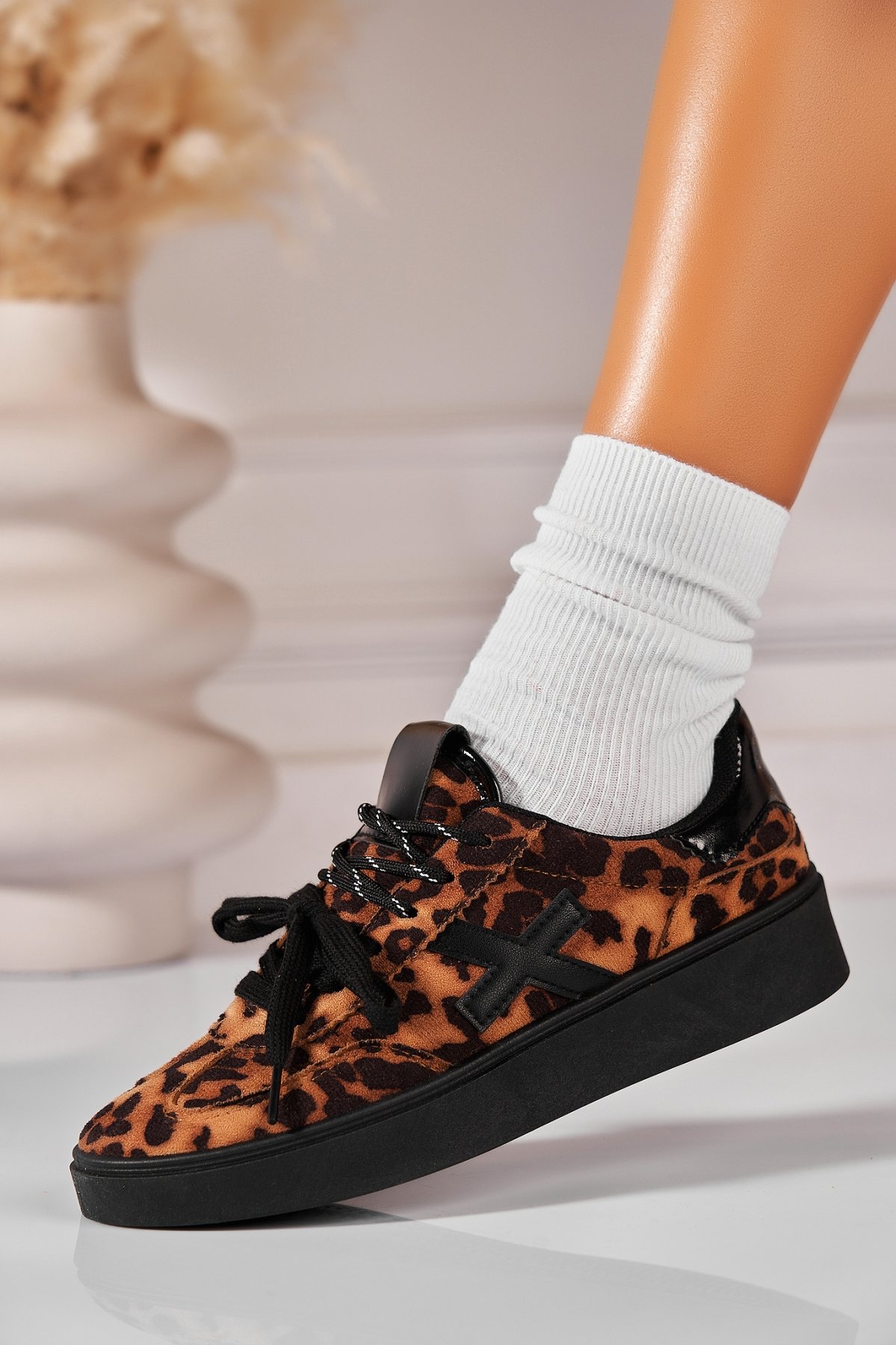 Adidași de damă Piele Ecologica Intoarsa Animal Print Soliana - 1 | YEO