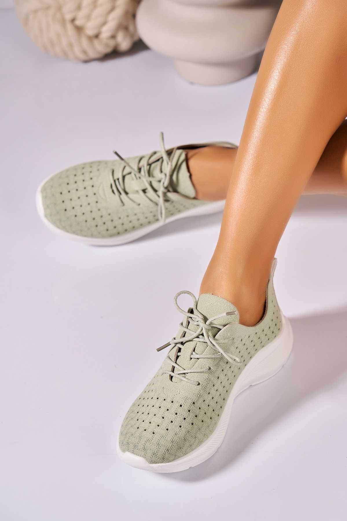 Adidași de damă Verzi din Piele Ecologica Intoarsa Yesenia - 1 | YEO