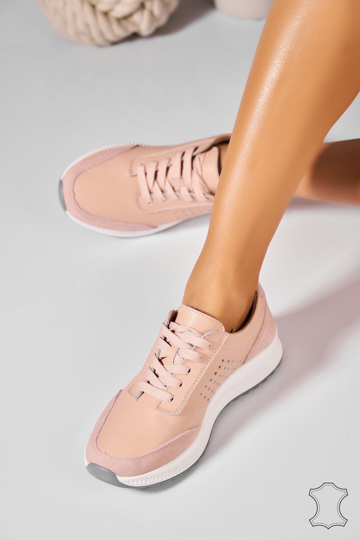 Adidasi Piele Naturala Nude Nelle - 1 | YEO