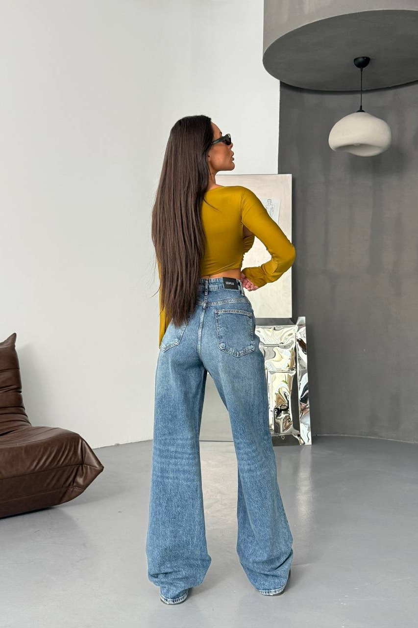 Blugi Damă Oversize Albastri Chizite - 1 | YEO