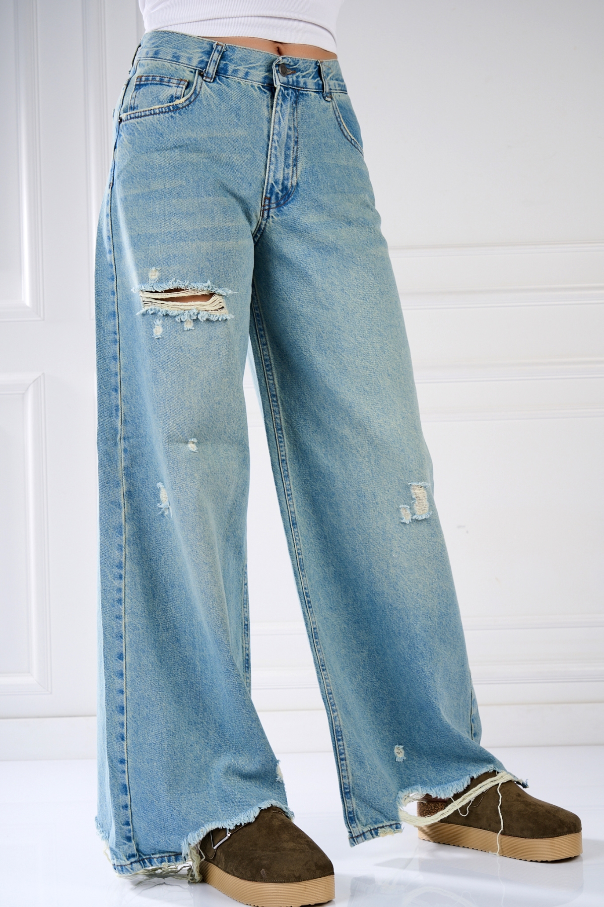 Blugi Damă Oversize Albastri Ganisha - 3 | YEO