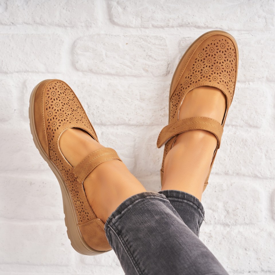 Pantofi dama casual Camel din Piele Ecologica Intisa A4803