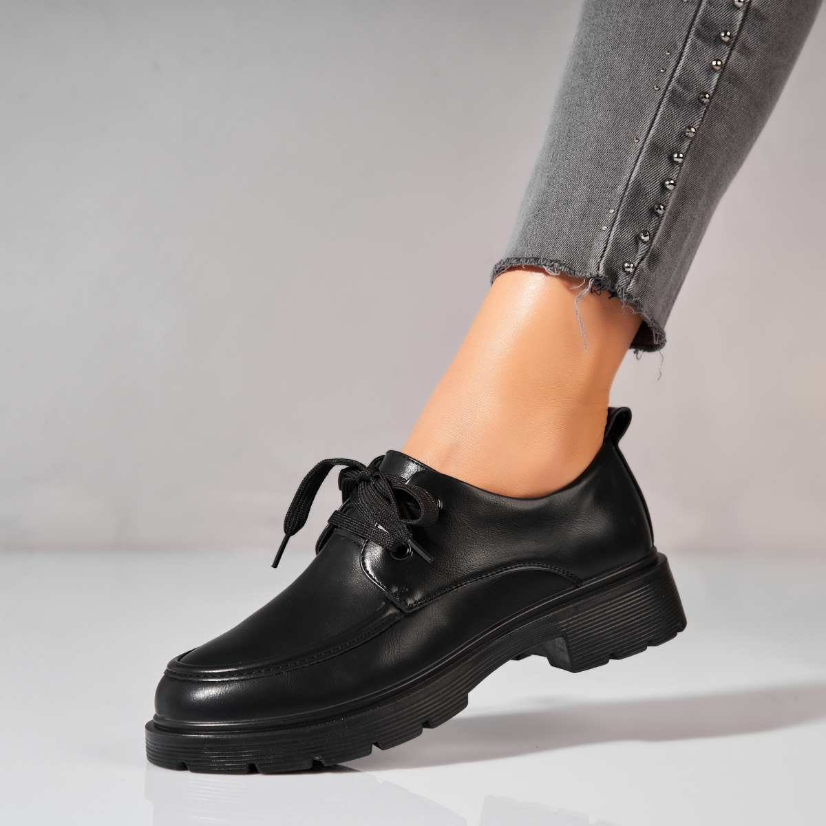 Pantofi dama casual Negri din Piele Ecologica Dalina - 2 | YEO