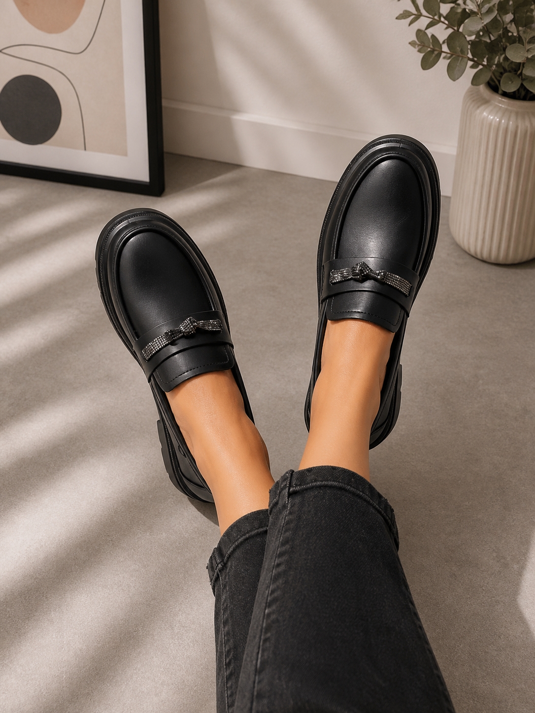 Pantofi dama casual Negri din Piele Ecologica Isiuwa