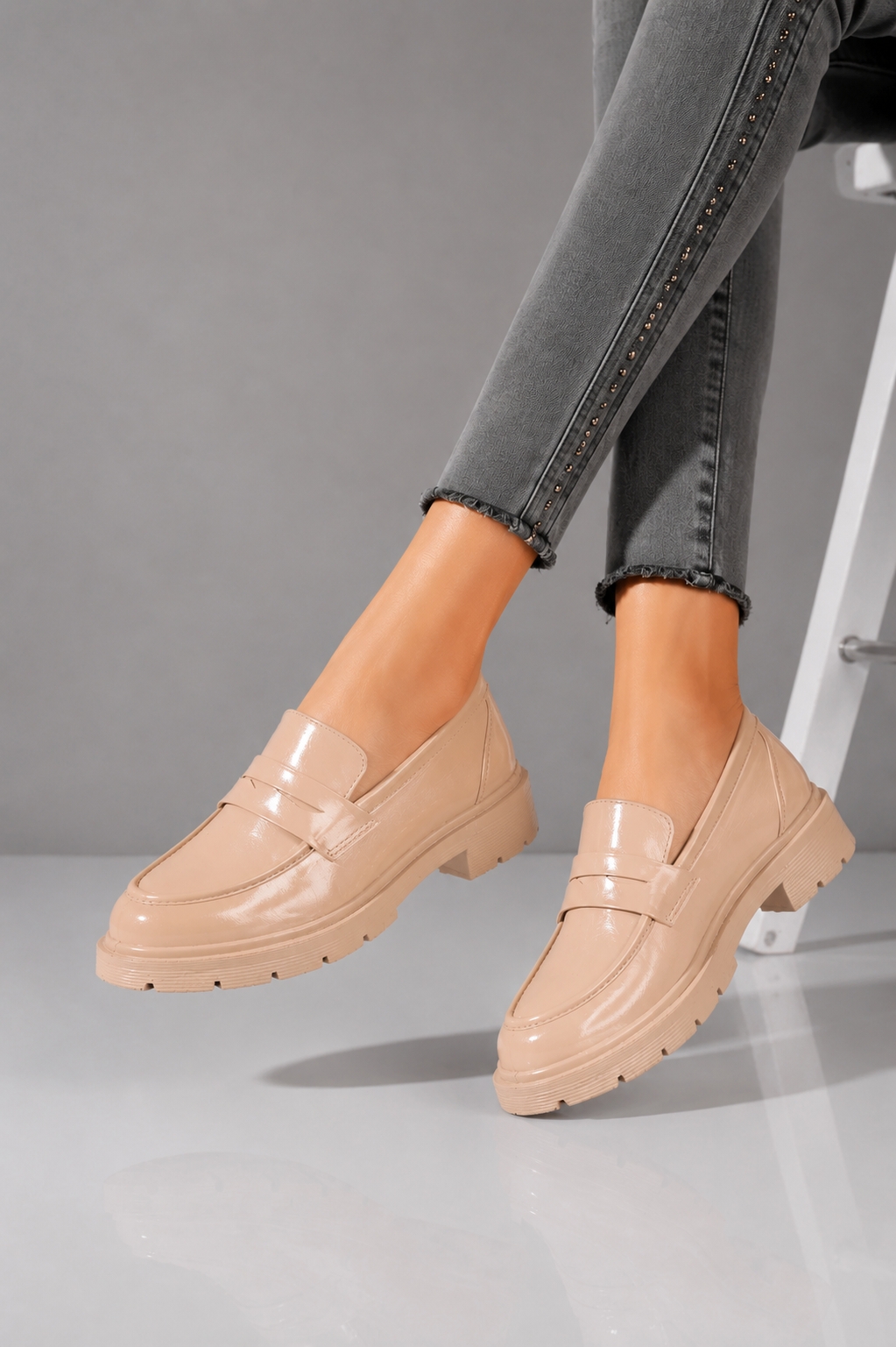 Pantofi dama casual Nude din Piele Ecologica Lacuita Seena3