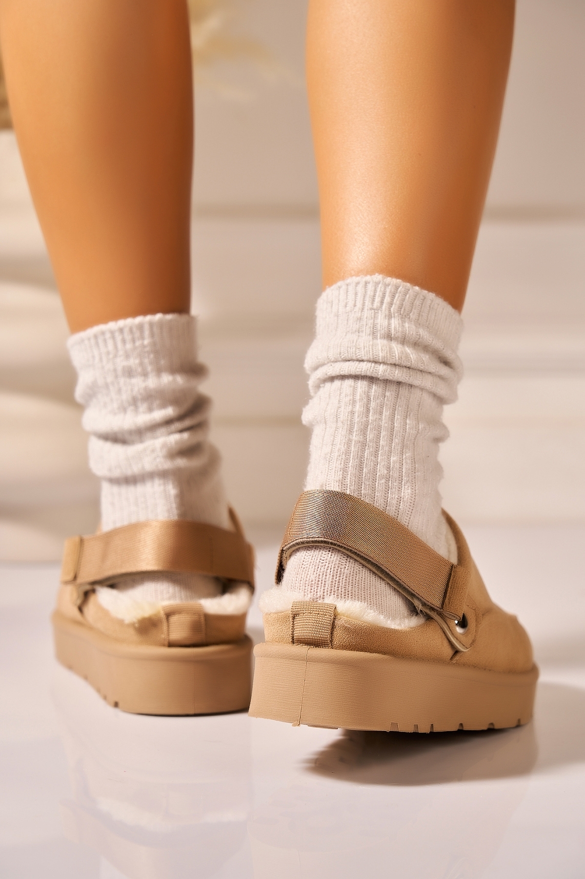 Papuci Îmblăniți Piele Ecologica Intoarsa Kaki Gursey - 1 | YEO