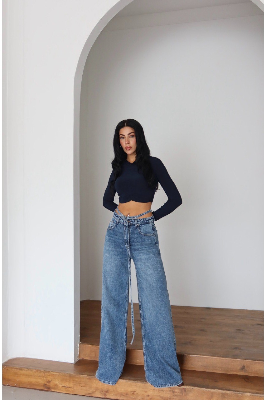 Blugi Damă Oversize Albastri Evyene - 3 | YEO