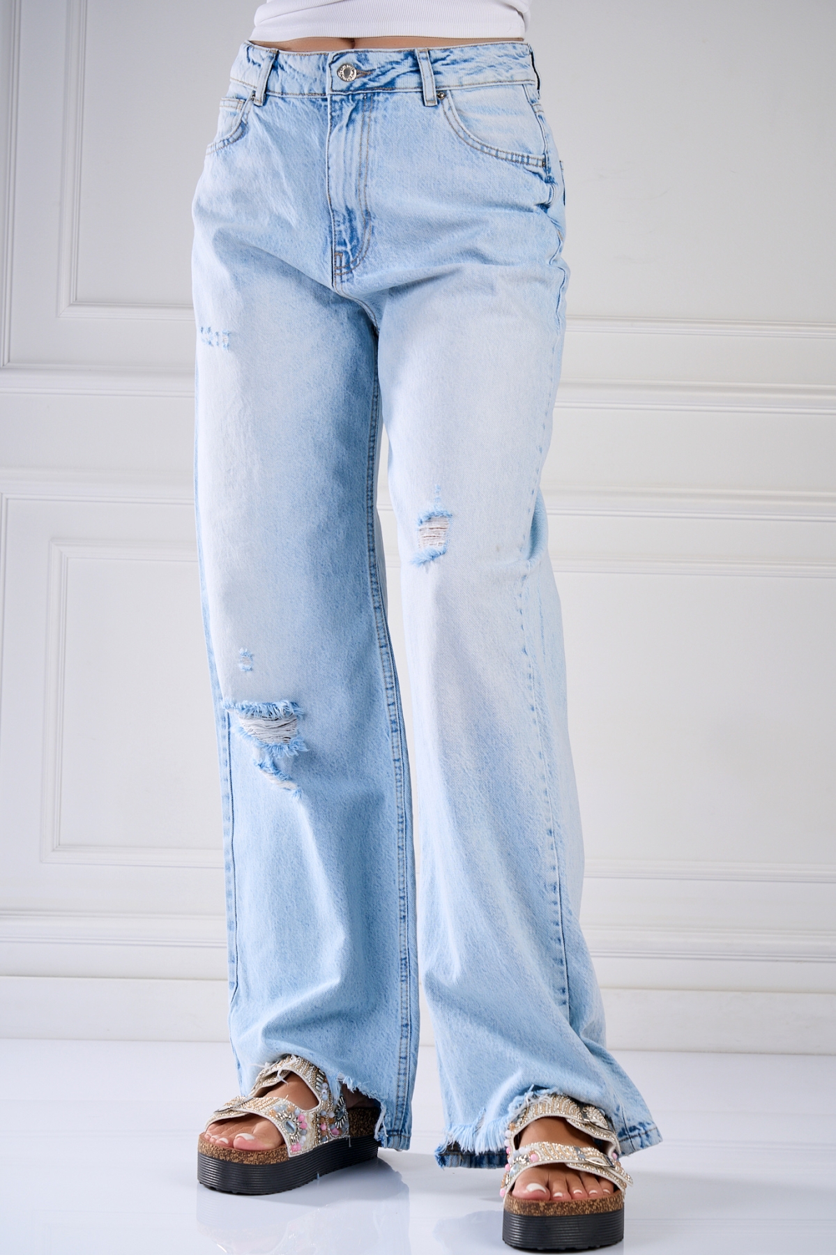 Blugi Damă Oversize Albastri Hamina - 3 | YEO