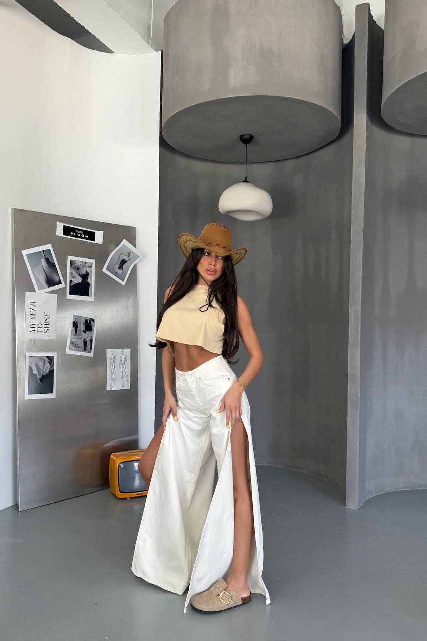 Blugi Damă Oversize Crem Tzofy - 1 | YEO