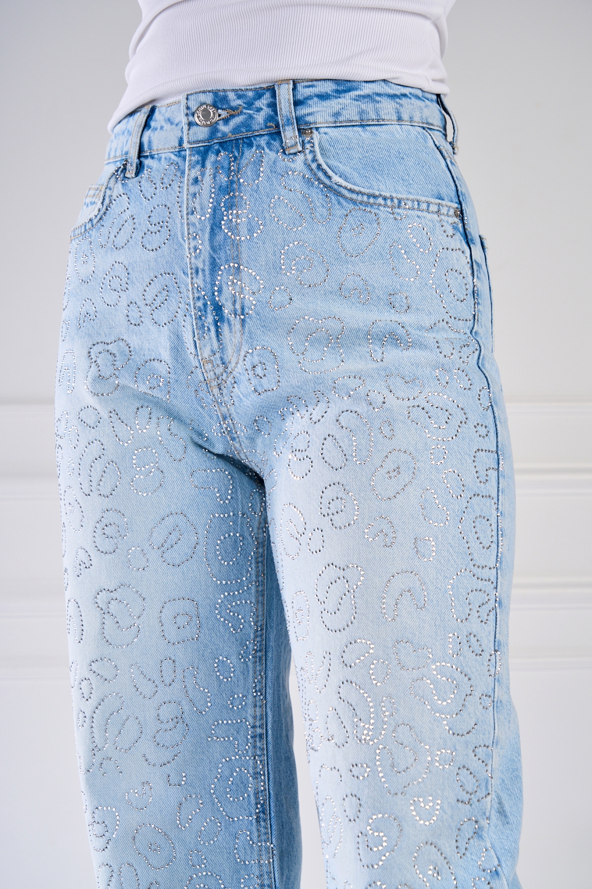 Blugi Regular Fit Albastri Damanti - 2 | YEO