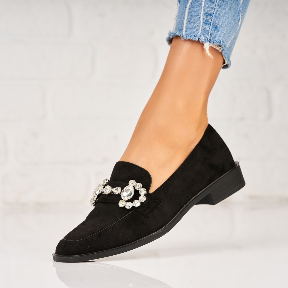 Pantofi dama casual Negri din Piele Ecologica Intoarsa Beula A5341