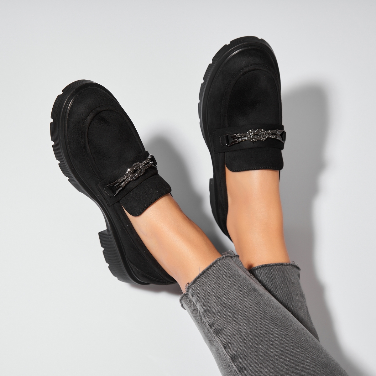Pantofi dama casual Negri din Piele Ecologica Intoarsa Diona2 - 1 | YEO