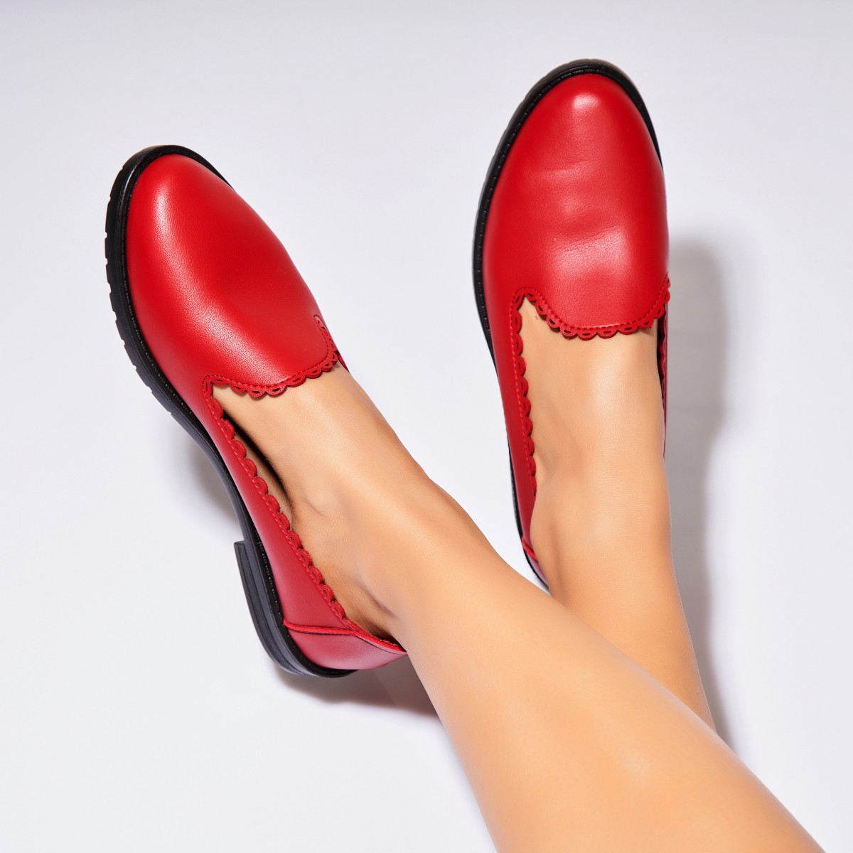 Pantofi dama casual Rosii din Piele Ecologica Naria