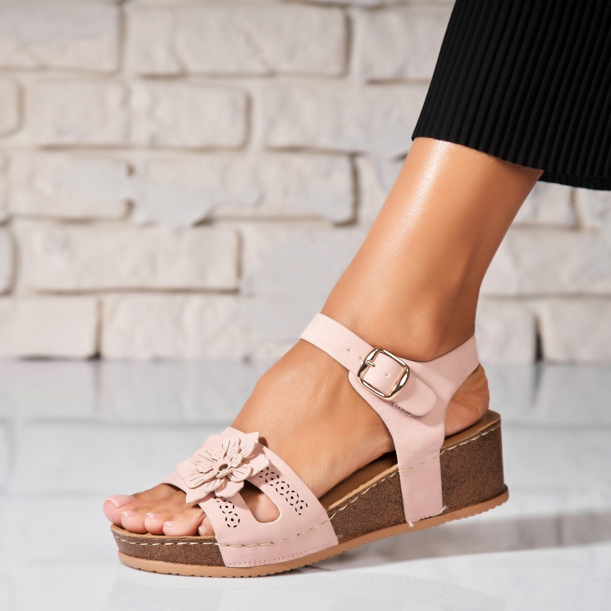 Pantofi dama cu platforma Roz din Piele Ecologica Sayaka