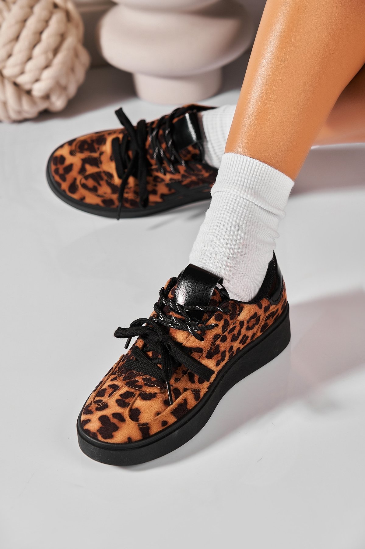 Adidași de damă Piele Ecologica Intoarsa Animal Print Soliana - 2 | YEO