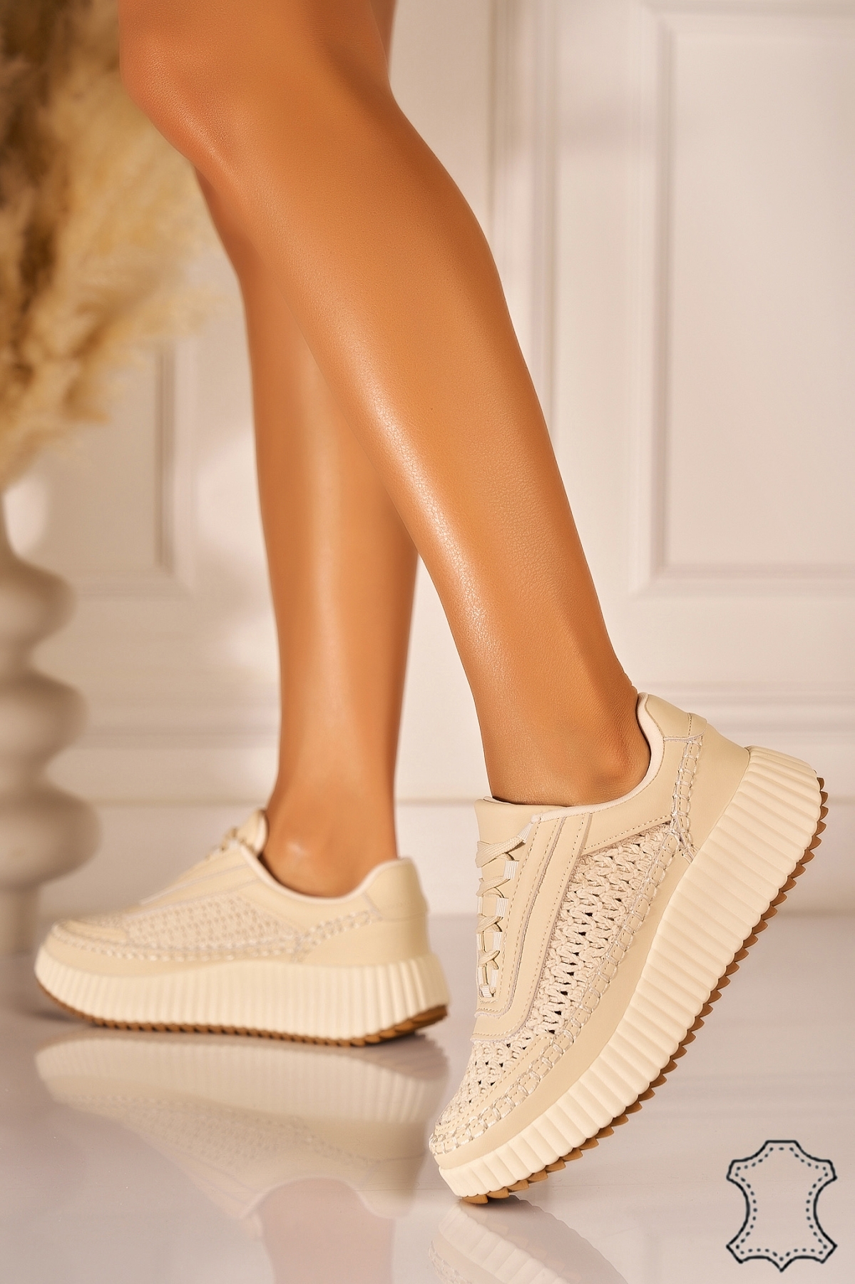 Adidasi Piele Naturala Bej Tahia