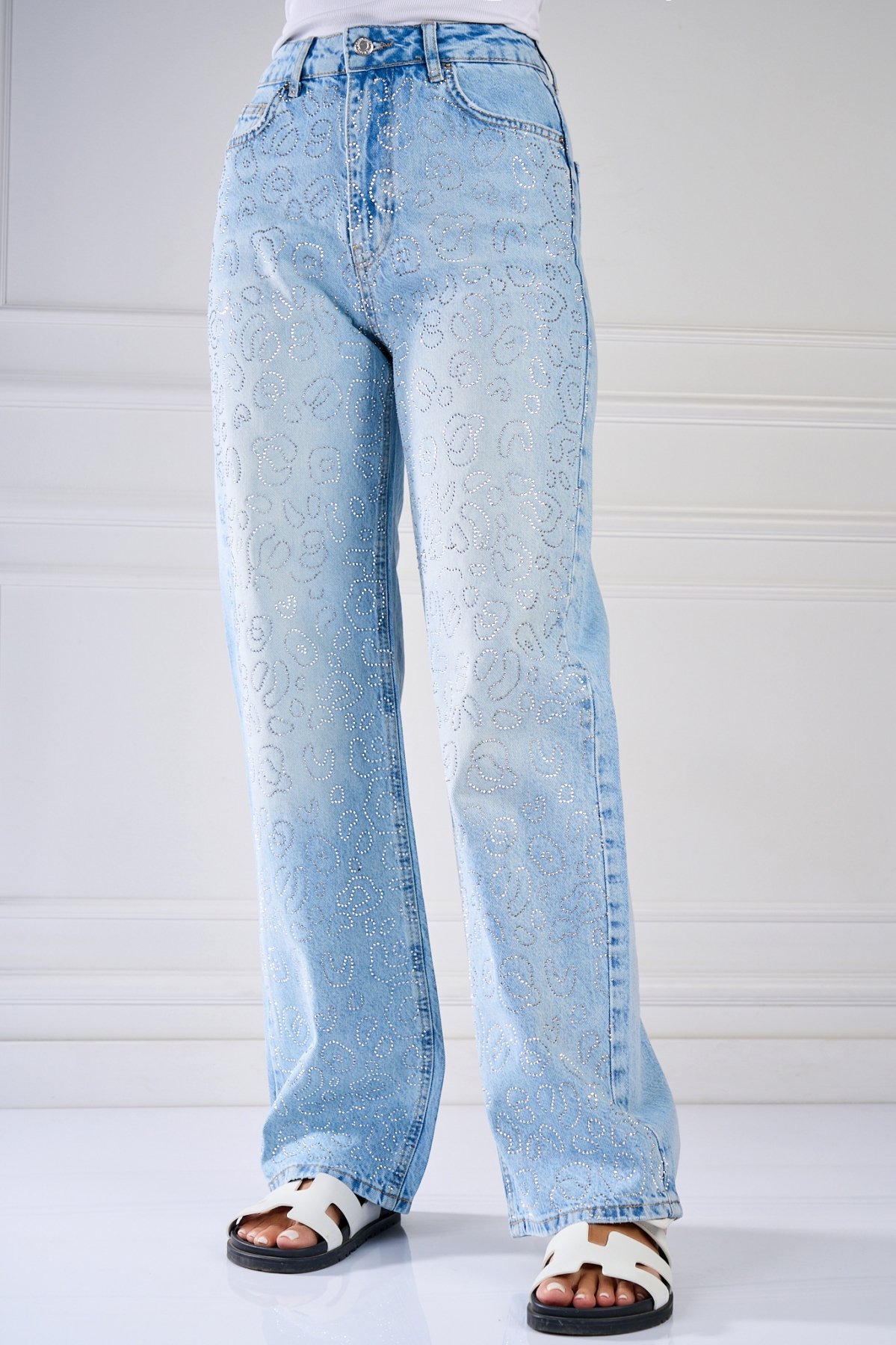 Blugi Regular Fit Albastri Damanti