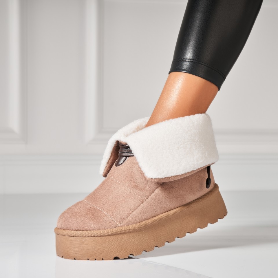 Cizme Dama Imblanite Kaki din Piele Ecologica Intoarsa Elissa A7424