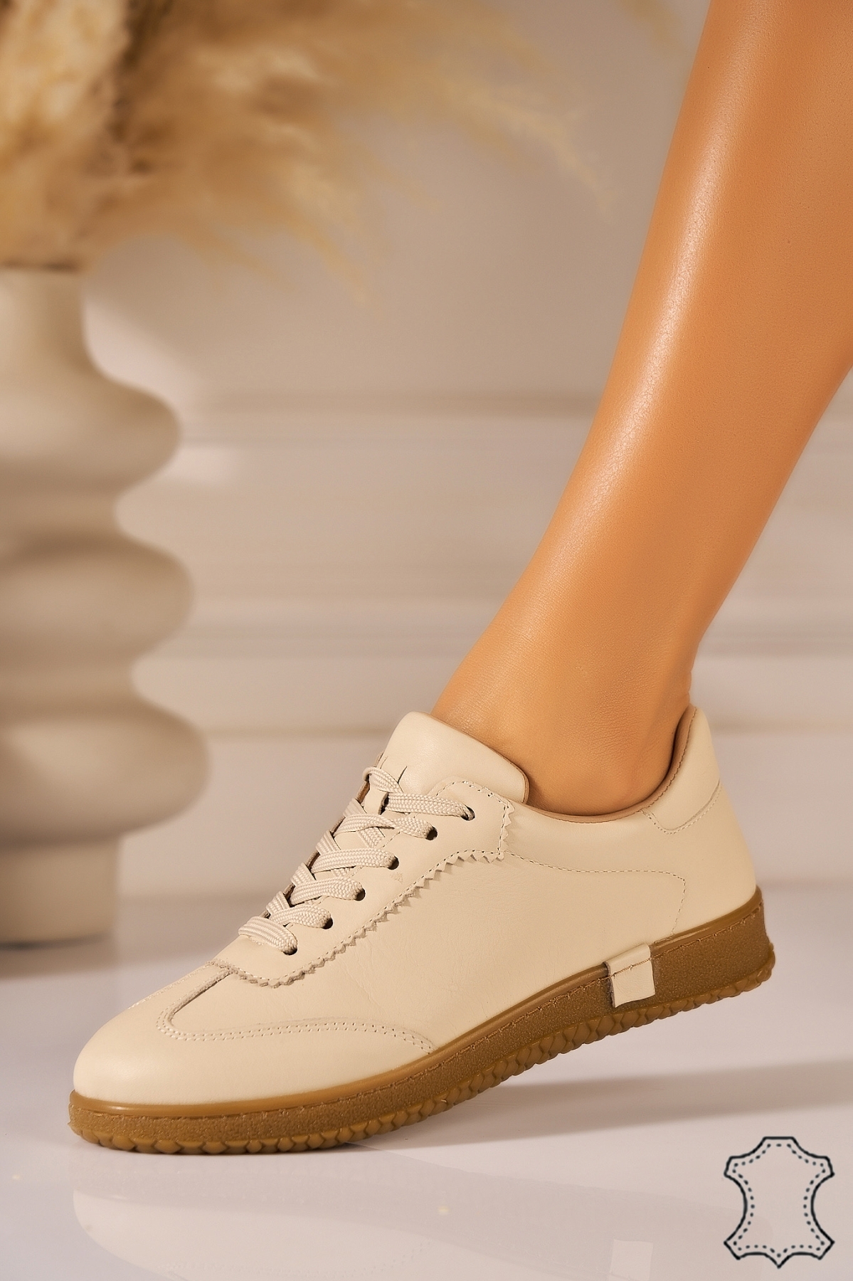 Mocasini dama Piele Naturala Bej Aminay