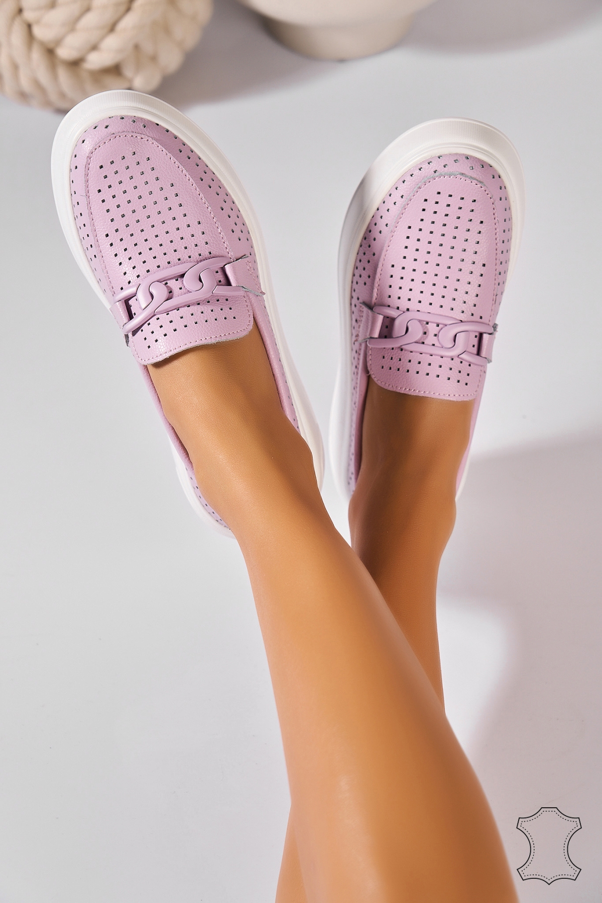 Mocasini dama Piele Naturala Mov Aletta - 1 | YEO