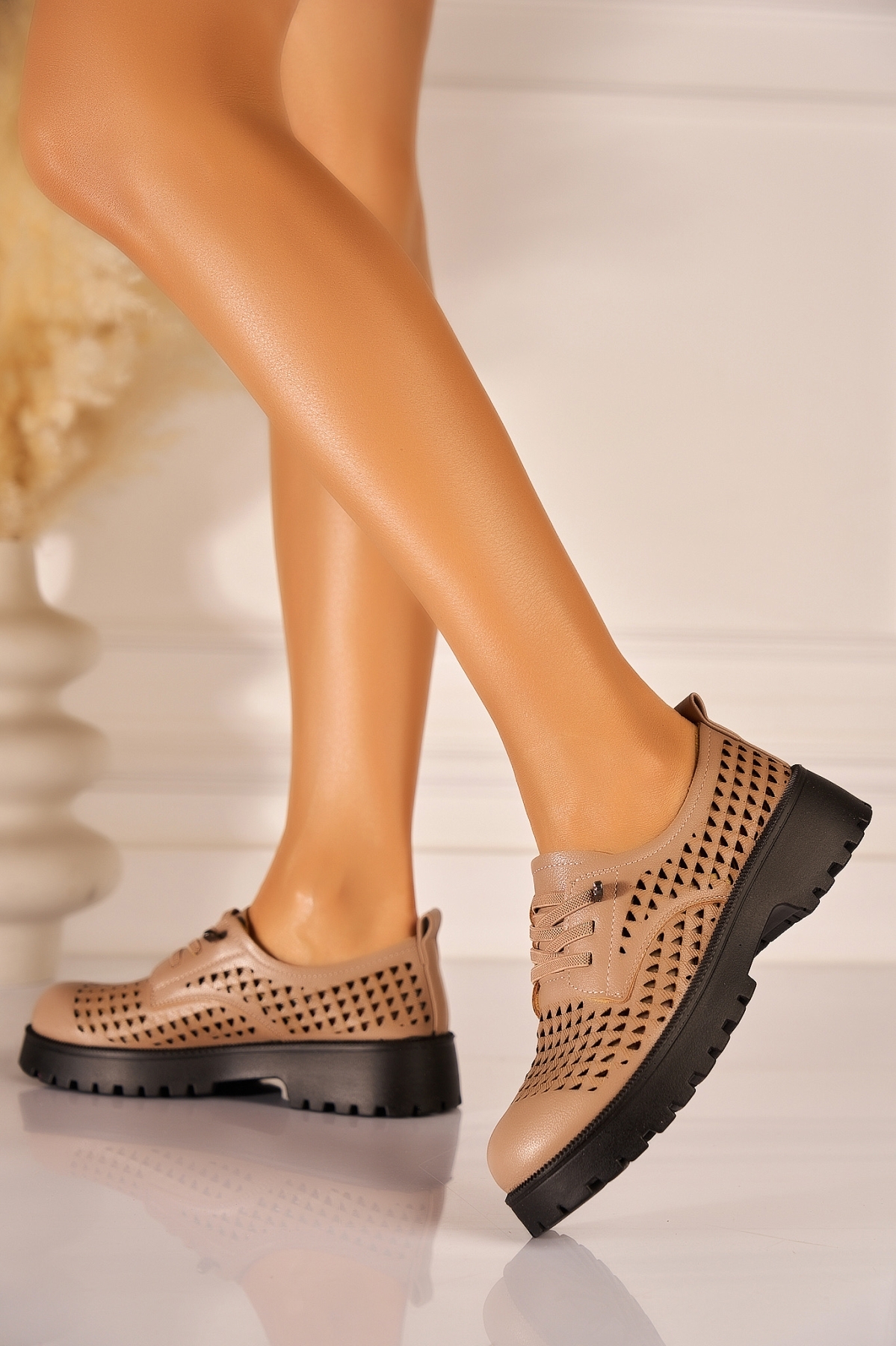 Pantofi dama casual Kaki din Piele Ecologica Cailie