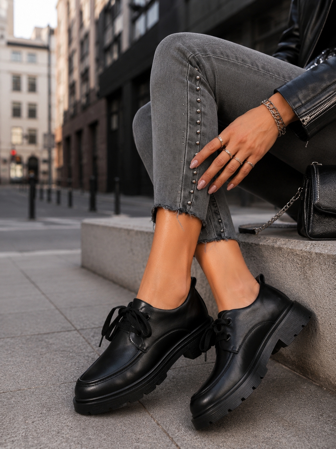 Pantofi dama casual Negri din Piele Ecologica Dalina